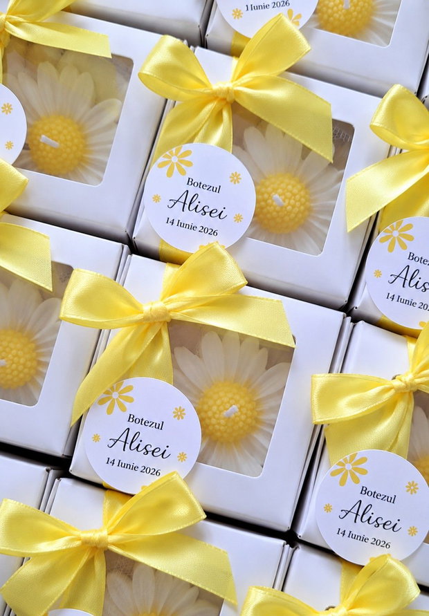 Marturii de Nunta, lumanare margareta alba, personalizata