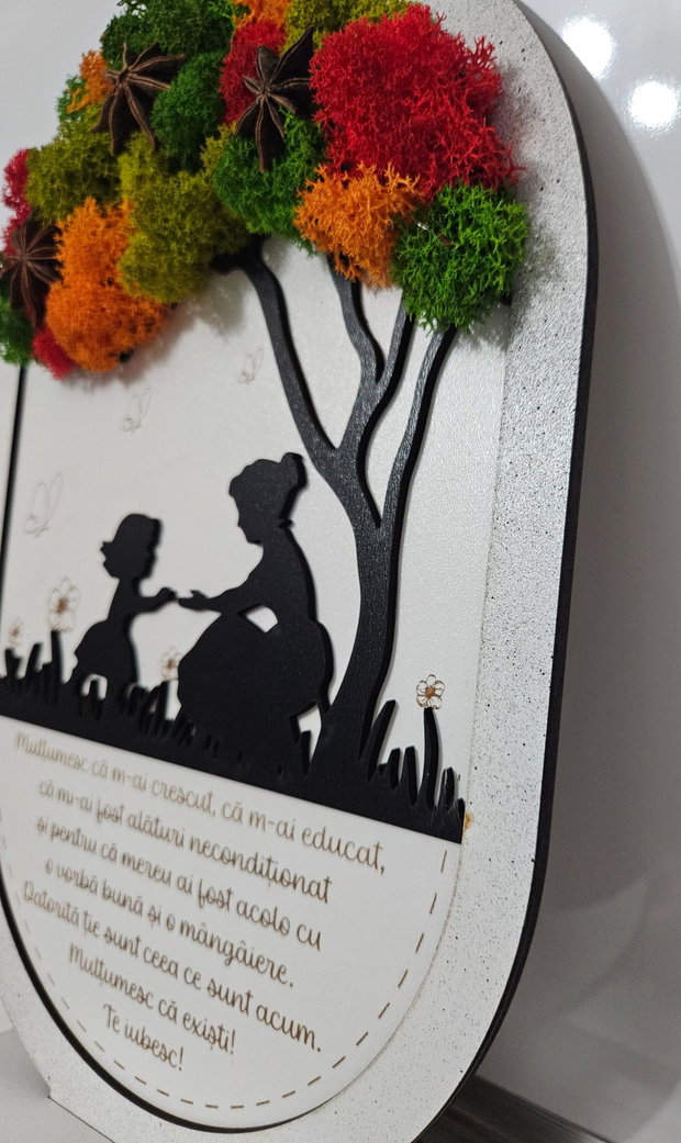 Decoratiune copacel si mesaj de apreciere pentru mama