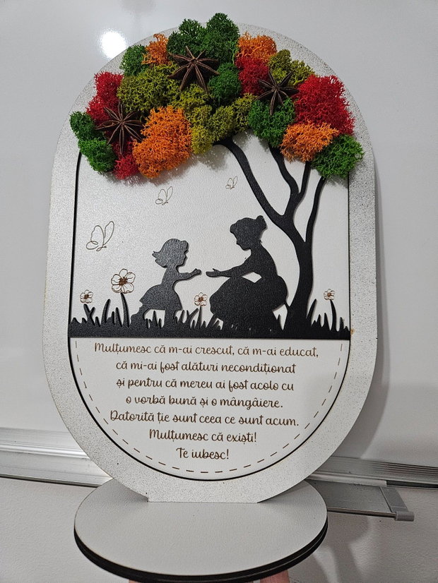 Decoratiune copacel si mesaj de apreciere pentru mama