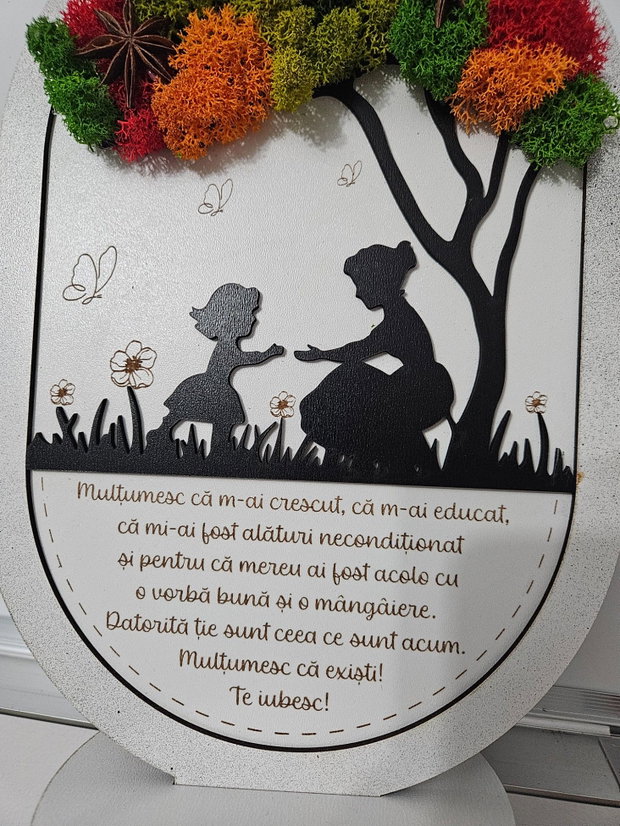 Decoratiune copacel si mesaj de apreciere pentru mama