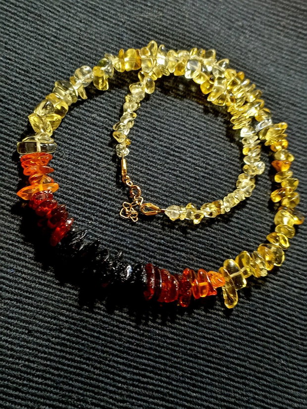 Set vermeil ambra gradient degrade negru cires miere citrin chips colier bratara boho chic trendy