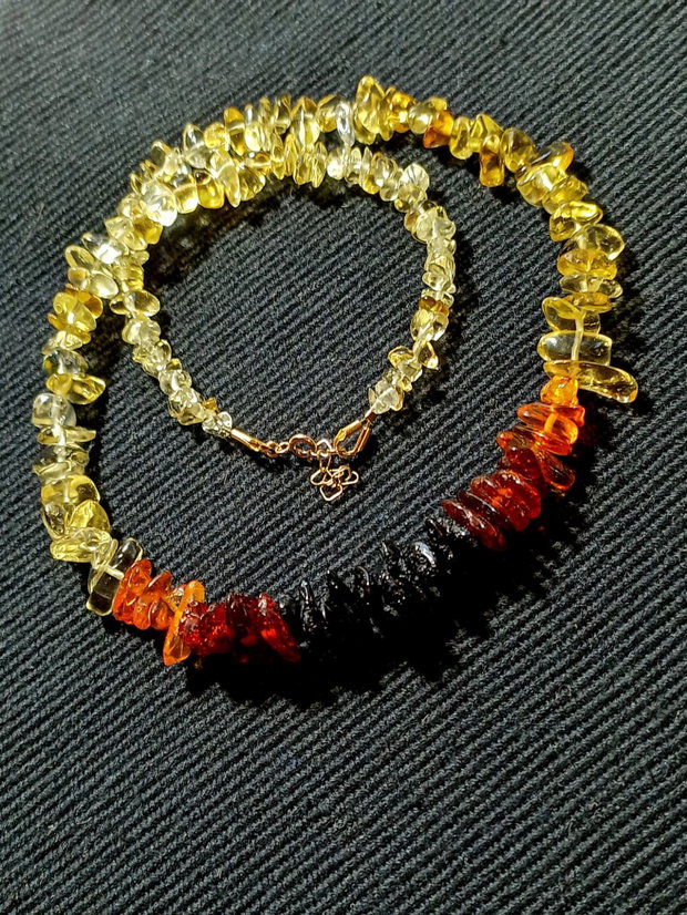Set vermeil ambra gradient degrade negru cires miere citrin chips colier bratara boho chic trendy