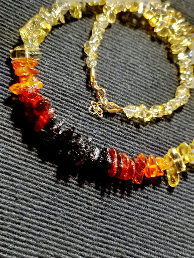 Set vermeil ambra gradient degrade negru cires miere citrin chips colier bratara boho chic trendy