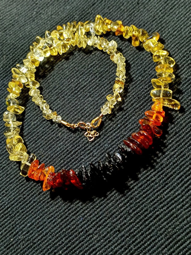 Set vermeil ambra gradient degrade negru cires miere citrin chips colier bratara boho chic trendy