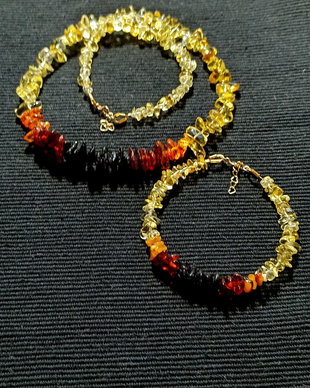 Set vermeil ambra gradient degrade negru cires miere citrin chips colier bratara boho chic trendy