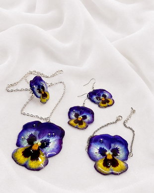 Set bijuterii Panseluțe rașină 02169
