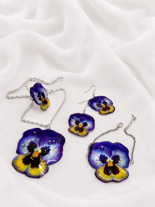 Set bijuterii Panseluțe rașină 02169