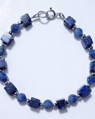 Bratara argint 925 cu lapis lazuli, kyanit si hematit