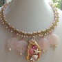 Colier quartz roz,agate,cristale swarovski,scoica natural