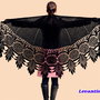 Șal croșetat manual negru evantai / Șal elegant damă, semicerc, handmade