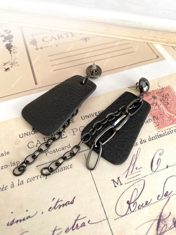 Cercei Gotici Negri・Cercei fabulosi・Cercei handmade din piele・Cercei rock
