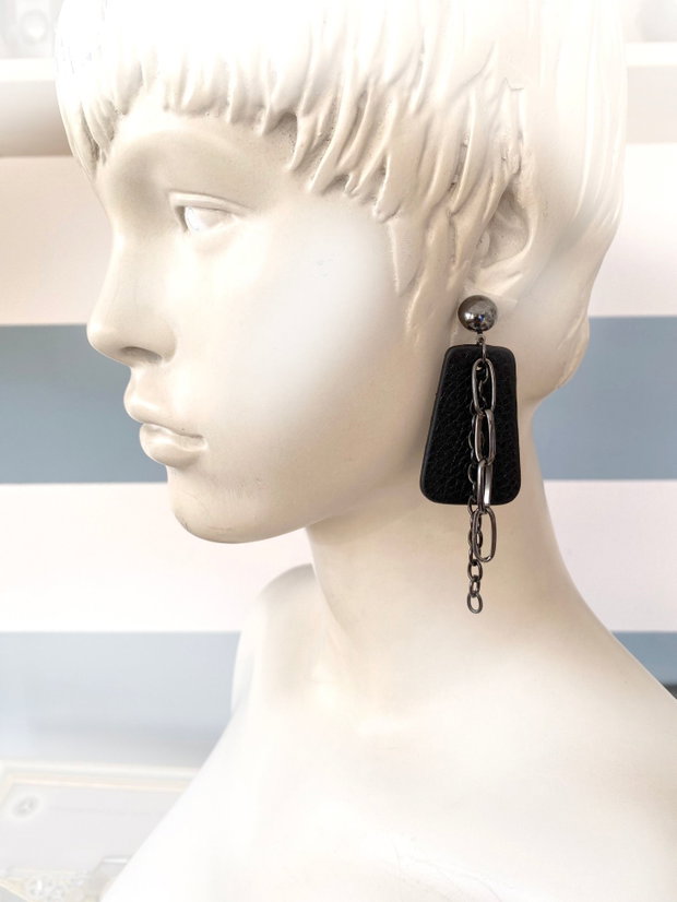 Cercei Gotici Negri・Cercei fabulosi・Cercei handmade din piele・Cercei rock