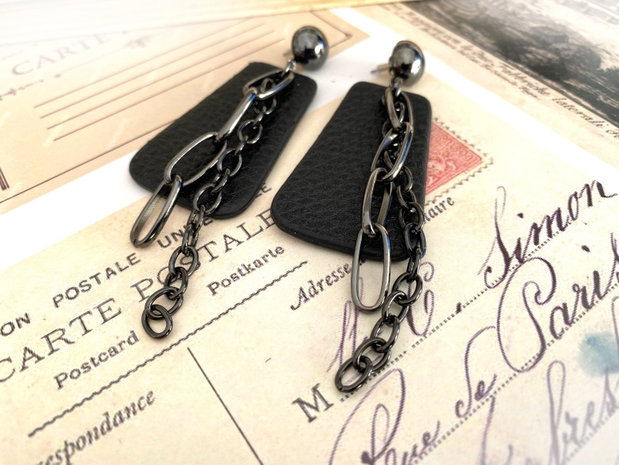 Cercei Gotici Negri・Cercei fabulosi・Cercei handmade din piele・Cercei rock