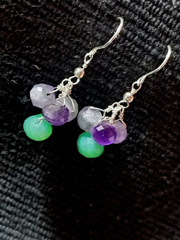 Cercei argint onix verde ametist onion lant argint minimalisti boho chic trendy
