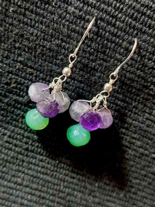 Cercei argint onix verde ametist onion lant argint minimalisti boho chic trendy