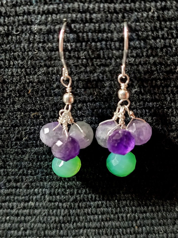 Cercei argint onix verde ametist onion lant argint minimalisti boho chic trendy