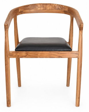 Scaun Japandi din lemn masiv cu tapiterie neagra