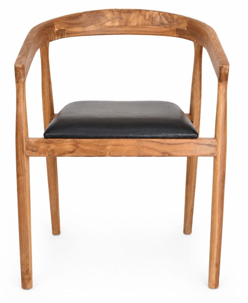Scaun Japandi din lemn masiv cu tapiterie neagra