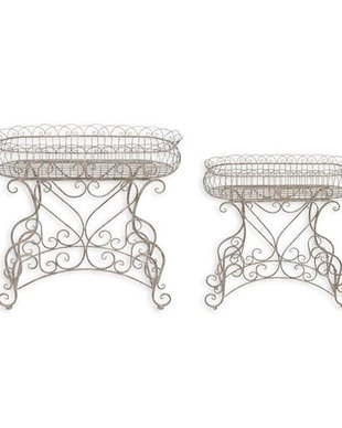 Set doua jardiniere din fier forjat antik green