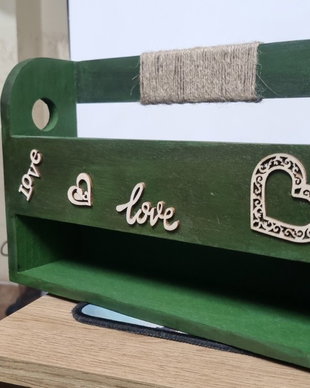 Lădiță decorativă din lemn masiv, Verde Smarald