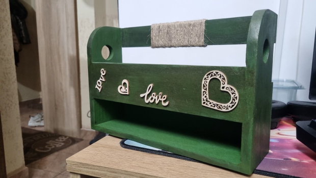 Lădiță decorativă din lemn masiv, Verde Smarald