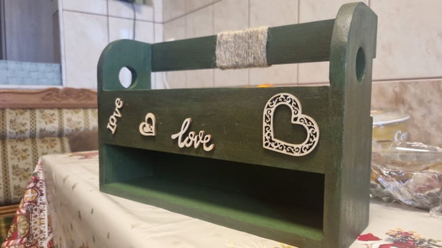 Lădiță decorativă din lemn masiv, Verde Smarald