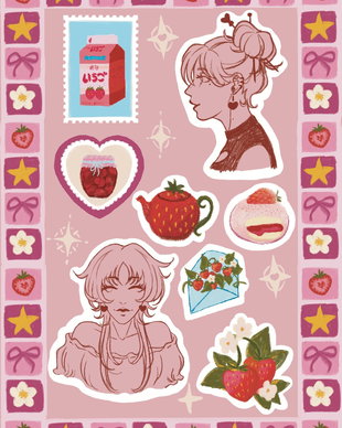 Sticker în Coală - Strawberry Girlies