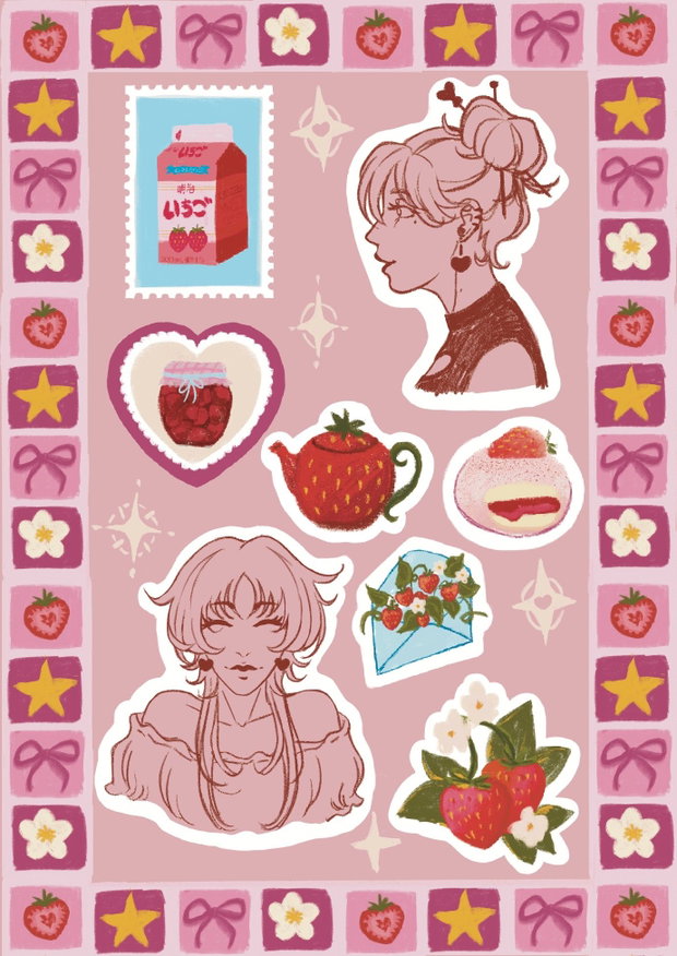 Sticker în Coală - Strawberry Girlies