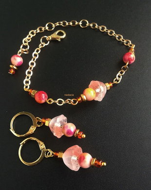 set cu flori de lotus si jad somon
