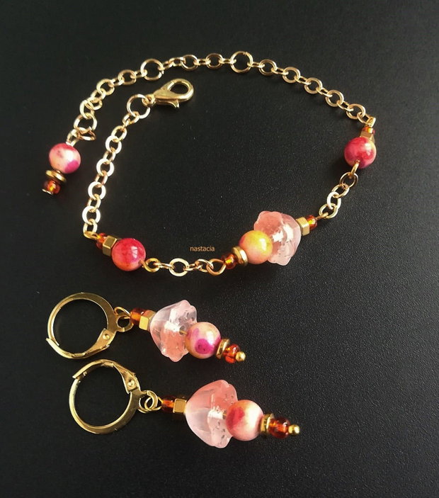 set cu flori de lotus si jad somon