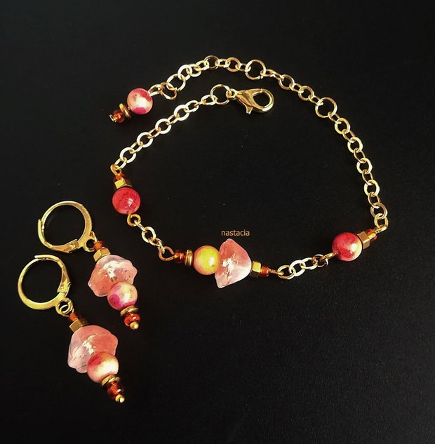 set cu flori de lotus si jad somon