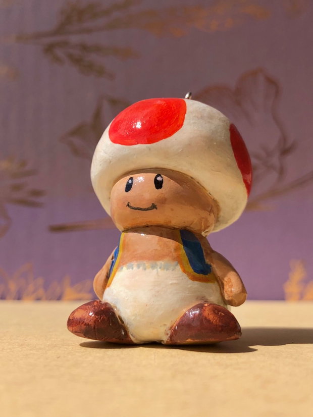 Breloc Toad Mario Bros din lut