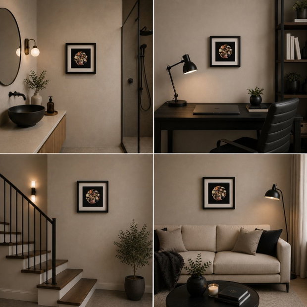 Shadow Box cu Scoici Naturale | Decor Marin Handmade 30x30 cm