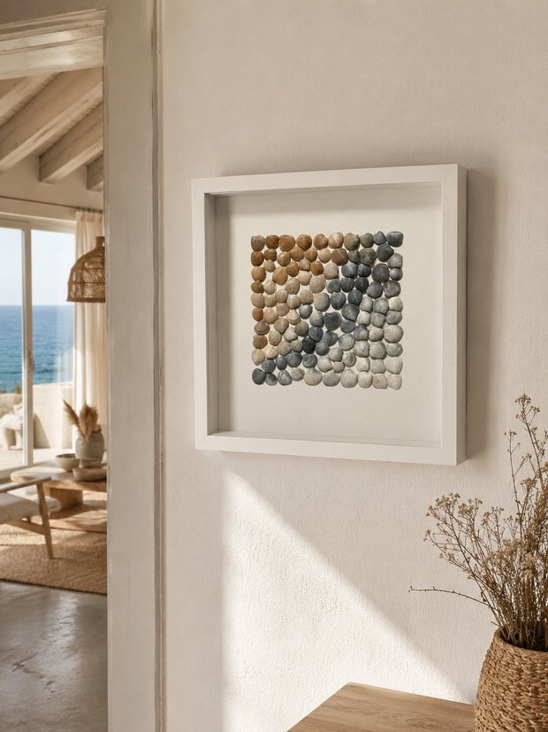 Shadow Box cu Scoici Naturale  Nuanțe de Coastă