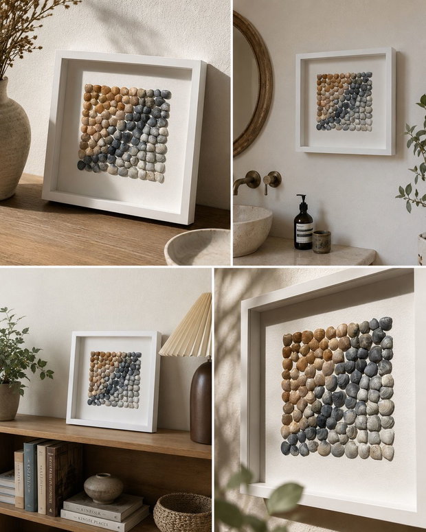 Shadow Box cu Scoici Naturale  Nuanțe de Coastă