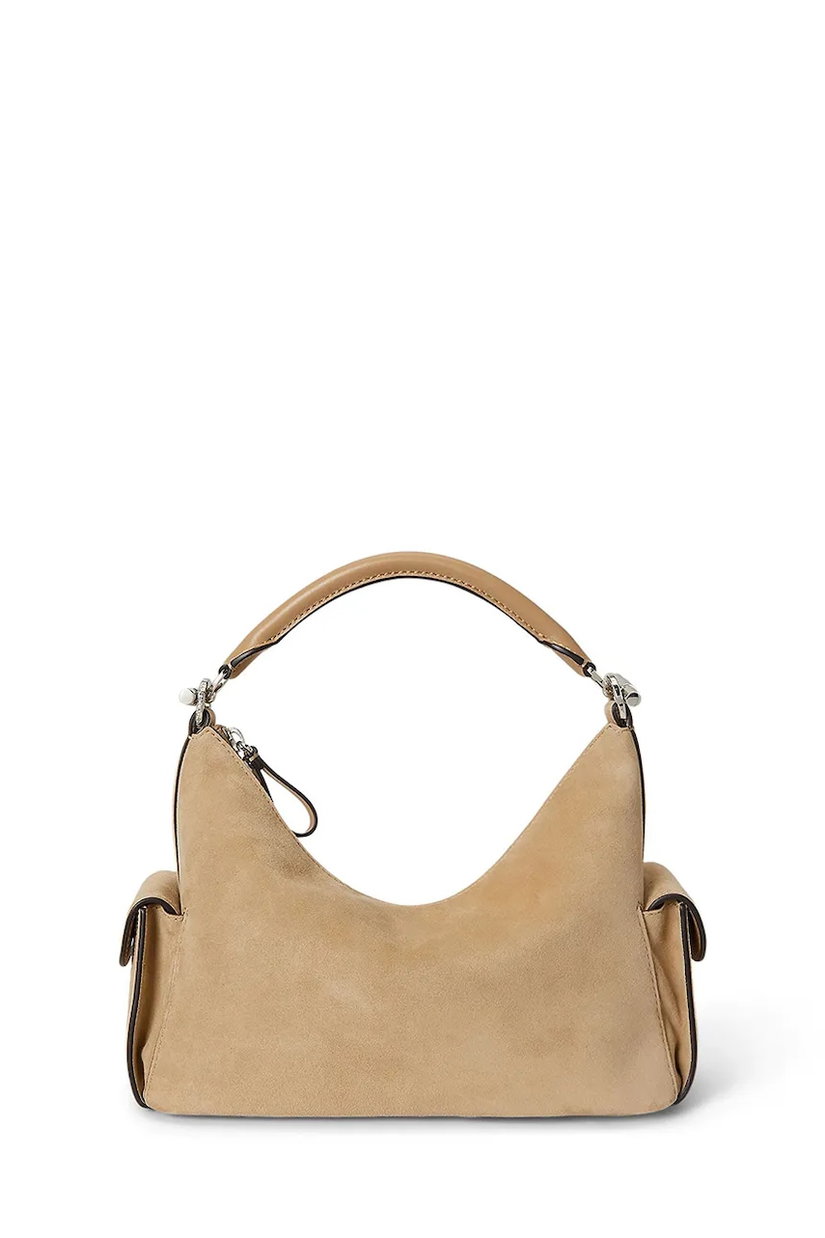 Lauren Ralph Lauren hobo bag pentru femei din piele întoarsă