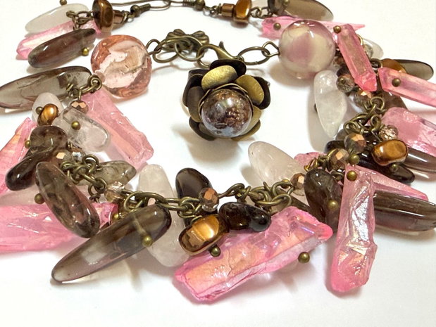 SET~VINTAGE ROSE GLOW~brățară,inel și cercei