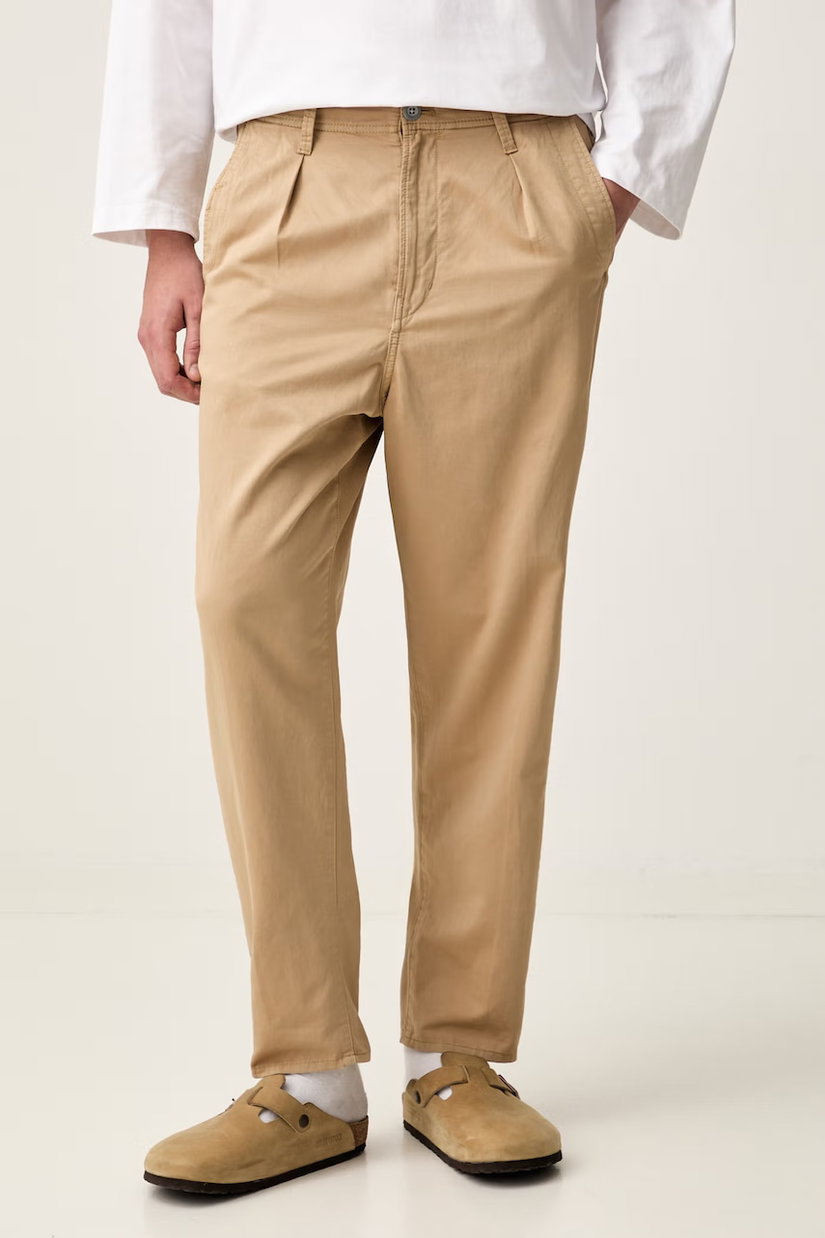 G-Star pantaloni chinos pentru bărbați cu bumbac Pleated Chino Relaxed Tapered