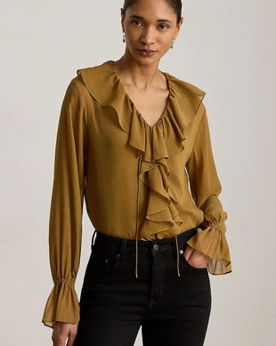 Lauren Ralph Lauren bluză cu volane pentru femei