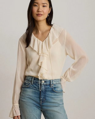 Lauren Ralph Lauren bluză cu volane pentru femei