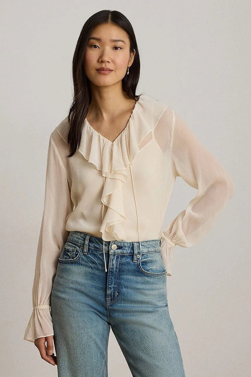 Lauren Ralph Lauren bluză cu volane pentru femei
