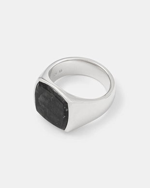 Tom Wood inel de argint Cushion Black Larvikite