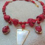 Colier coral,scoica,sidef,perle shell
