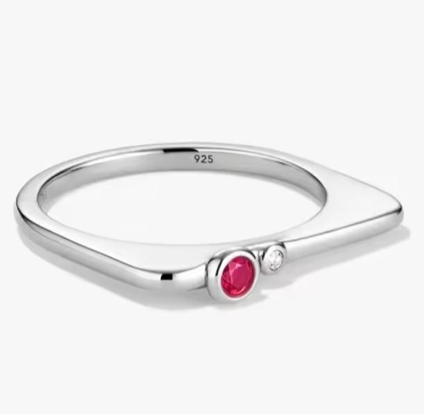 Inel Zircon rubin/alb si Argint 925 - IN1531 - Inel minimalist, inel stackable, inel rosu, inel cadou, bijuterii cadou, cadou sotie, cadou romantic, cadou iubita