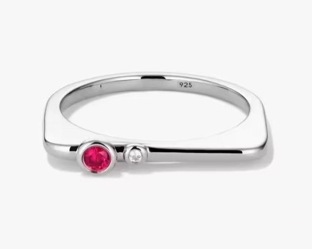Inel Zircon rubin/alb si Argint 925 - IN1531 - Inel minimalist, inel stackable, inel rosu, inel cadou, bijuterii cadou, cadou sotie, cadou romantic, cadou iubita