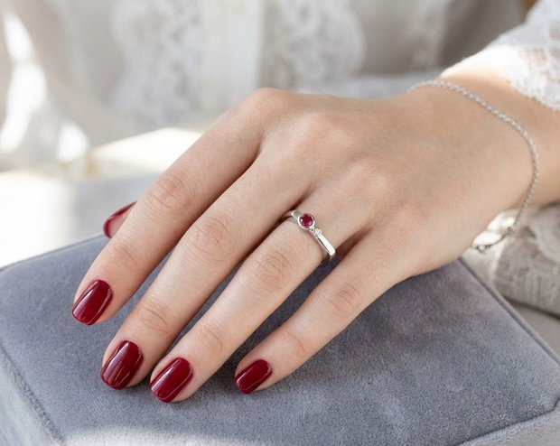 Inel Zircon rubin/alb si Argint 925 - IN1531 - Inel minimalist, inel stackable, inel rosu, inel cadou, bijuterii cadou, cadou sotie, cadou romantic, cadou iubita