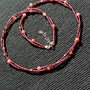 Colier argint X2 safir roz granat minimalist boho chic trendy