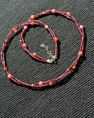 Colier argint X2 safir roz granat minimalist boho chic trendy