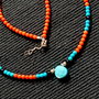 Colier argint coral onix turcoaz reconstruit brioleta turcoaz natural minimalist boho chic trendy