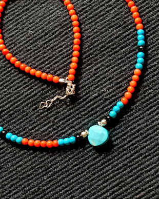 Colier argint coral onix turcoaz reconstruit brioleta turcoaz natural minimalist boho chic trendy